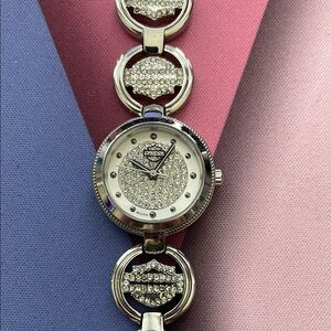 Bulova Silver Crystal Watch HARLEY DAVIDSON